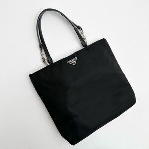 Prada Black Nylon Clip Handle Mini Tote Bag